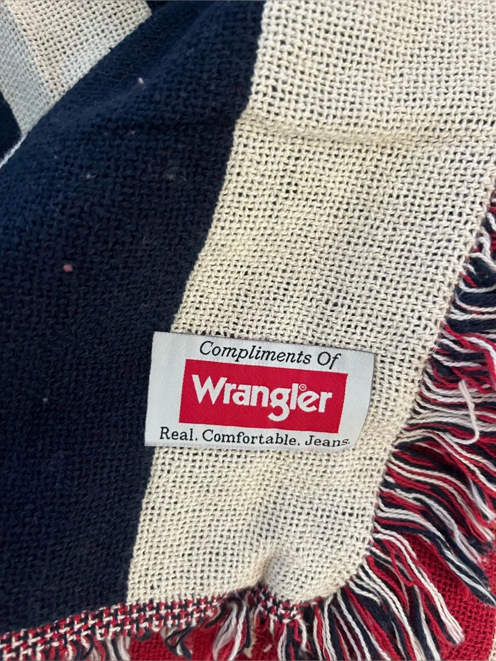 Wrangler Patriotic Star & Stripe tapestry throw blanket Red, White & Blue 72x46
